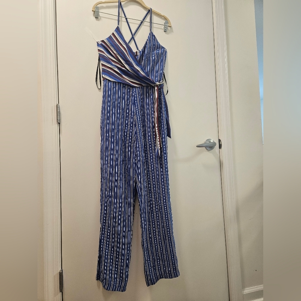 Rag & Bone Felix Stripe Jumpsuit V-neck Criss-Cross back - Picture 4 of 14